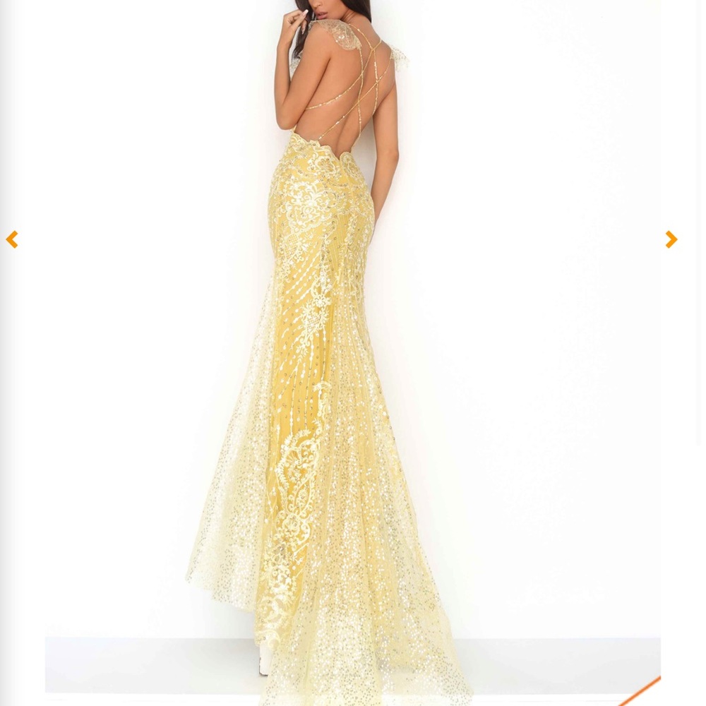 Tarik Ediz - 50640 Sequin Embroidery Applique Open Back Mermaid Gown